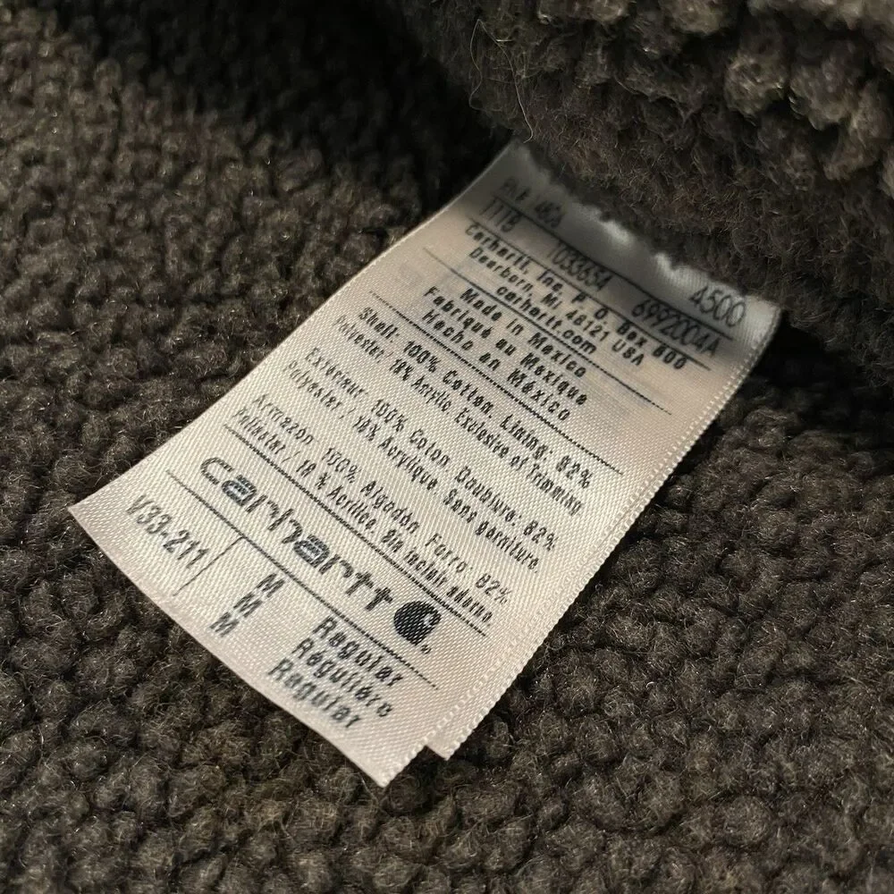 Vintage Carhartt Vest Mens Canvas Sherpa Lined Zip Solid Retro Y2K V33 211 Tan M - Picture 6 of 9